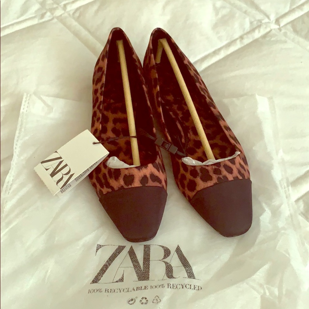 Zara Animal Print Cap-toe Ballet Flats